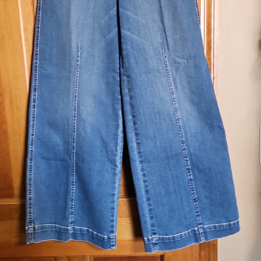 Spanx Seamed Front Wide-Leg High-Rise Denim Jeans-NWT - Picture 4 of 11
